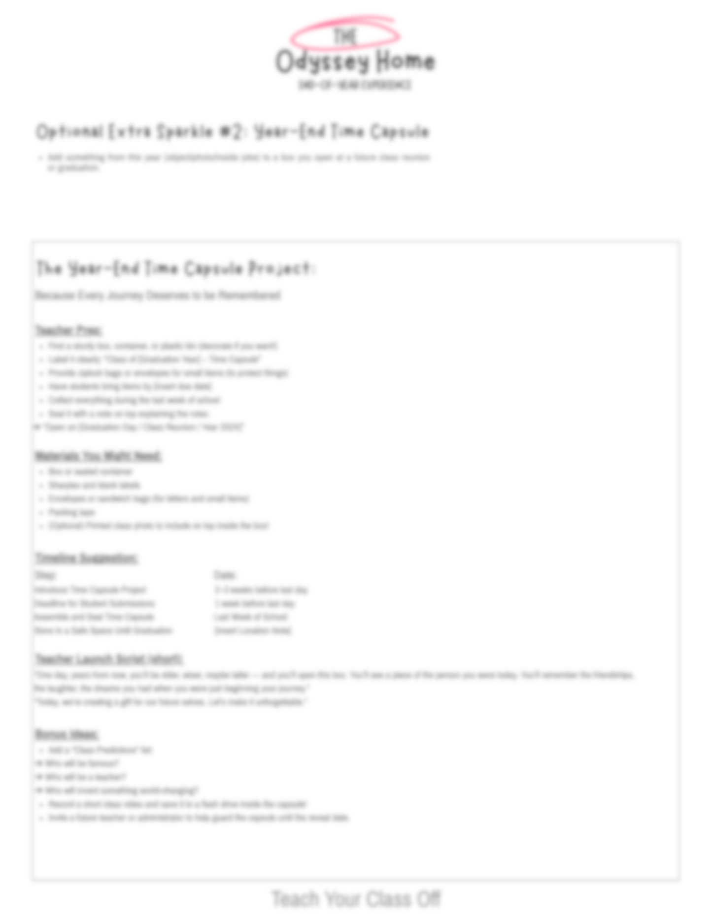 The Odyssey Home-End-Of-Year Classroom Experience